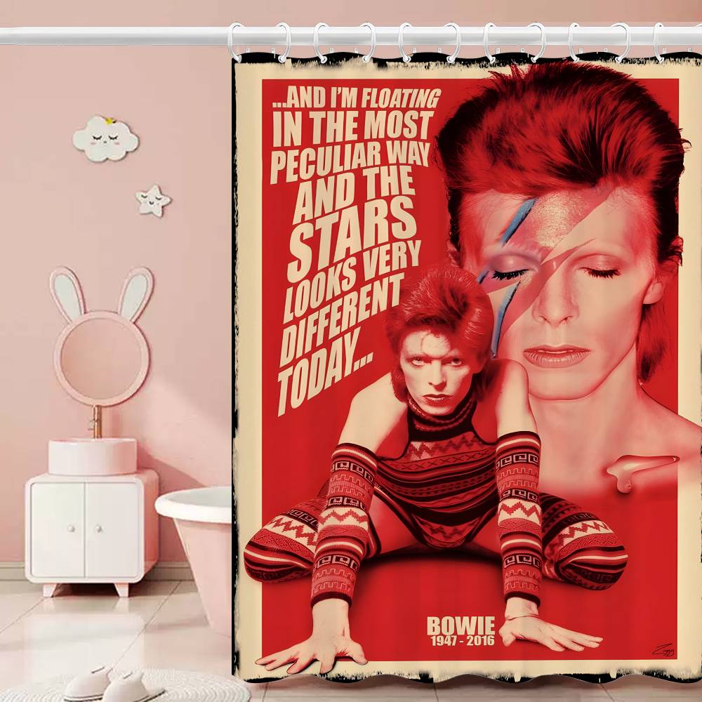 British Rock Singer D-David_B-Bowie Funny And Creative Beach Shower Curtain Waterproof Polyester Bath Curtains For Bathroom