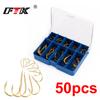 50Pcs #3-#12 Silver Black Gold Freshwater Fishing Hooks Carbon Steel Carp Fishhooks Barbed Hooks Kit Fishing Tackle Accessories