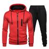 Men's Fall and Winter Warm Sports Suit Long-sleeved Lined Padded Hoodie + Pants 2-piece Set