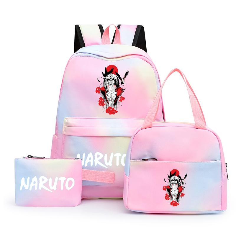 3Pcs/set Anime Naruto Backpack Back To Schoobag with Lunch Bag for Teen Gir Boy Student Bookbag Men Women Leisure Travel Bag