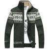 Men's Winter Knitted Zipper Cardigan - Stand Collar, Trendy Jacket for Middle-Aged & Young