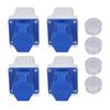 4 Sets Industrial Socket 3 Pin Power Connector Surface Mounting Outlet IP44 Waterproof 220?250V 16A