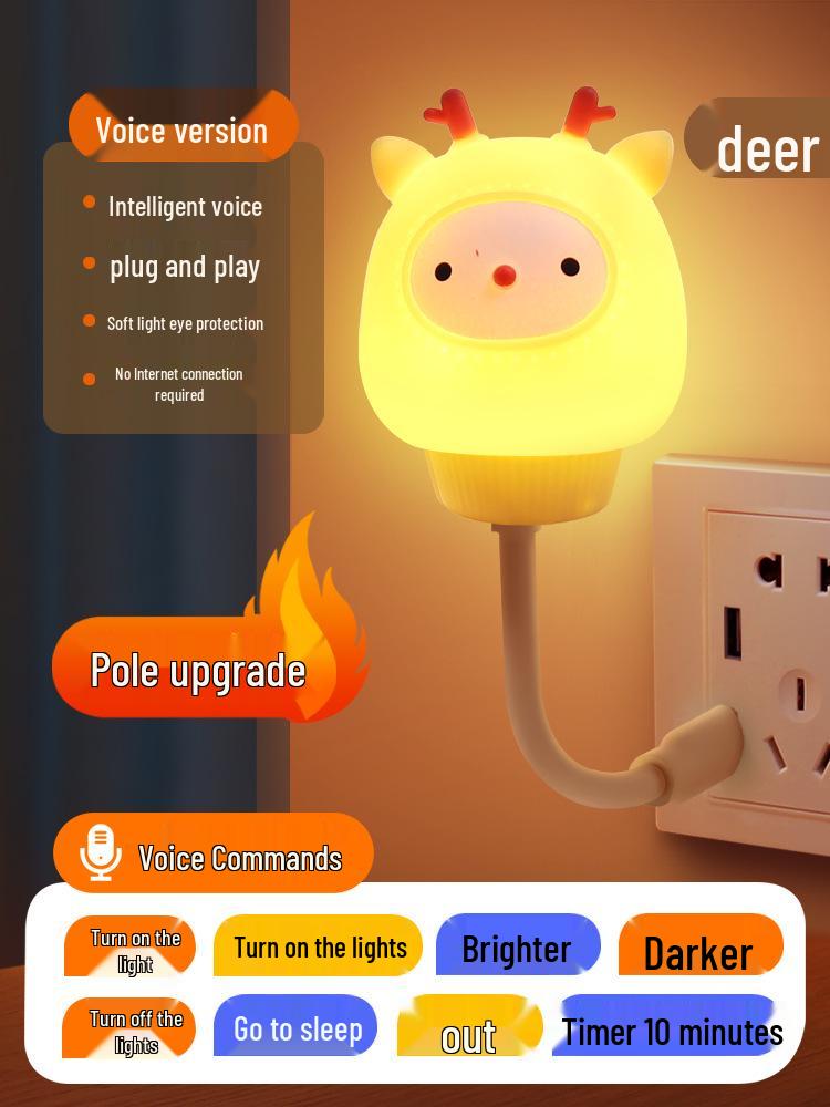 Voice-Activated Smart Night Light for Bedroom, Bedside, and Kids' Room