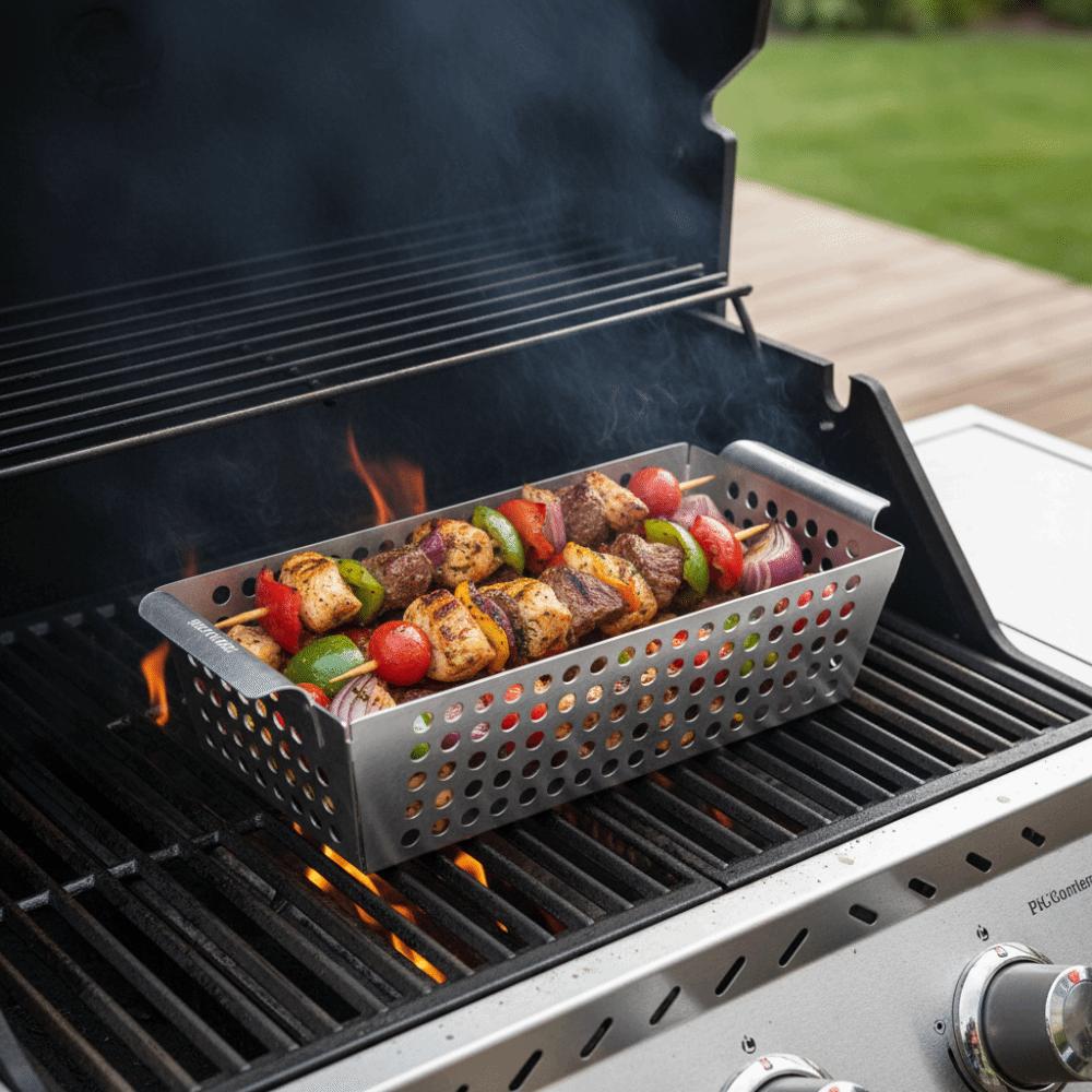 Leakage Hole Design Grilling Plate Double Handle Frying Food Holding Pan BBQ Tray  Seafood