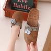 Summer Woven Bamboo Women's Linen Slippers