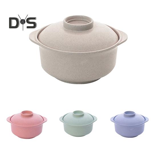 Instant Noodles Bowl Wear-resistant with Lid Wheat Straw Salad Rice Bowl Tableware for Cereal