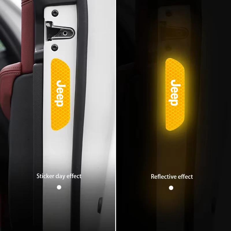 Для Jeep 4 шт. Светоотражающая наклейка на дверь автомобиля Предупреждение о безопасности Отражатель Метка Для Jeep Grand Cherokee Wrangler JK Gladiator Compass