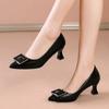 Туфли на высоком каблуке женские толстые каблуки весенние кожаные туфли удобные одинарные туфли рабочая обувь