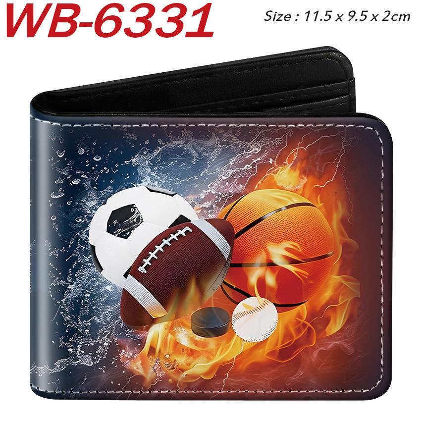 Sports Ball Bifold Wallet Football Basketball Rugby Pattern Student Coin Purse Card Holder Leather Short 1pcs