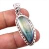Natural Labradorite Gemstone 925 Solid Sterling Silver Gift Pendant 1.75" k5F19