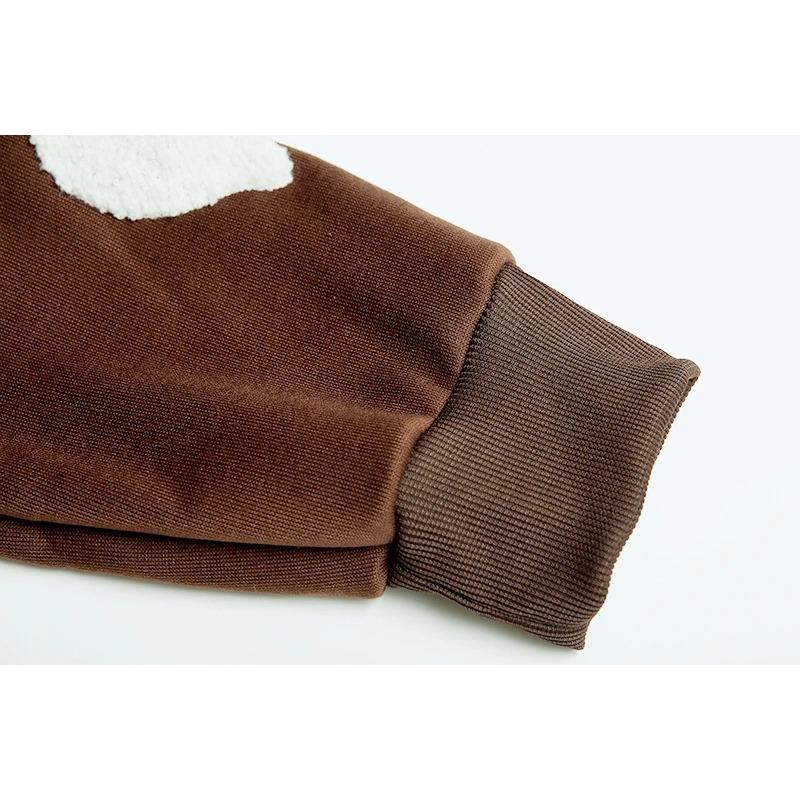 Европа и США Осень и зима Толстовка Вышитая Cross Fire Куртка Плюс Кашемир Любители Свободный свитер