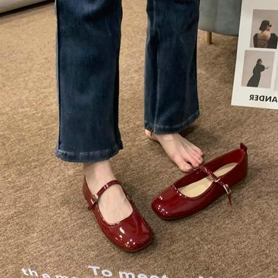 Модные балетки для женщин 2025 Весна и Осень круглый носок французские ретро балетки однотонные Мэри Джейн одинарная обувь большой размер 42 43 44
