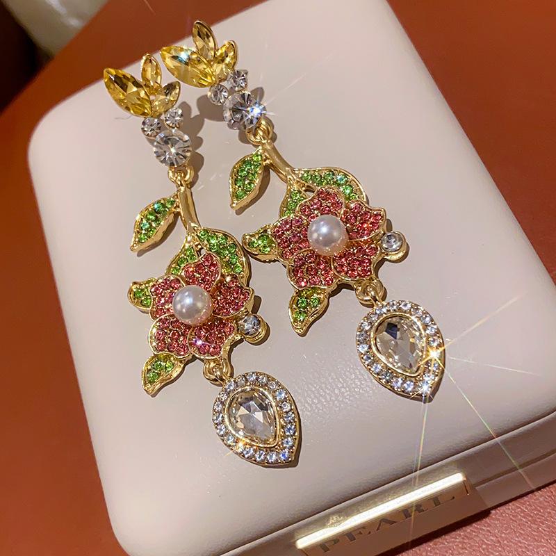 Винтажные серьги-капли с жемчугом и бриллиантовой инкрустацией - Ретро-стиль, Легкая роскошь, Высококачественный дизайн