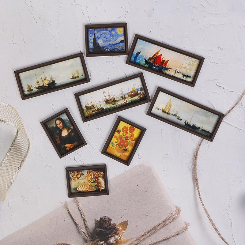 Миниатюрная фоторамка для кукольного домика Картина маслом Настенная живопись Мебель Аксессуары