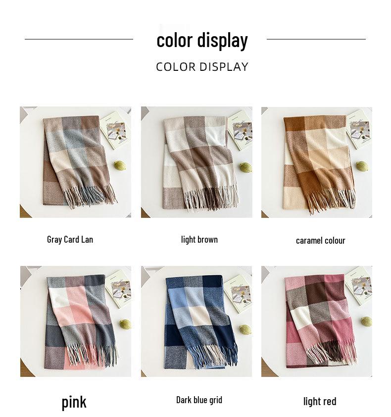 Classic Square Plaid Tassel Shawl - Soft, Skin-Friendly, Warm Neck Warmer for Students and Couples