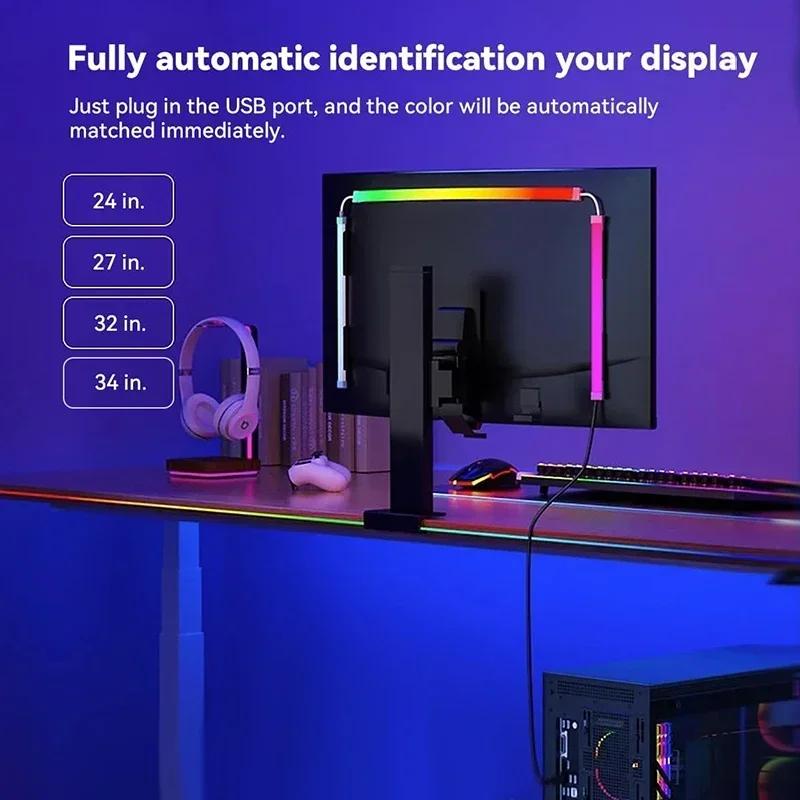 Светодиодные ленты USB для ПК RGB Phantom Ambiance Display Светодиодная световая панель Синхронизация с музыкой 24-34 дюйма Подсветка Светодиодная лента Декор игровой комнаты