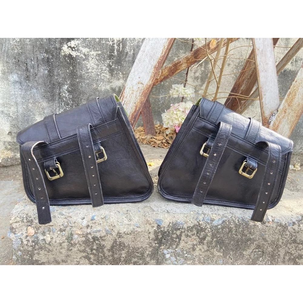 Седельные сумки, седельные кофры для мотоцикла, 3 сумки, боковая сумка, черная кожаная сумка