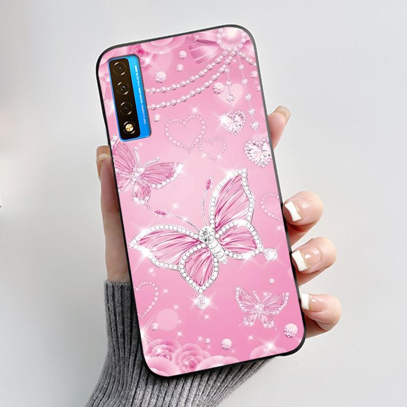 Printing Pattern Case For TCL 20 5G / 20S / 20L / 20L+ Soft Silicone Black Shell Cover Cute Flower Cartoon Casing