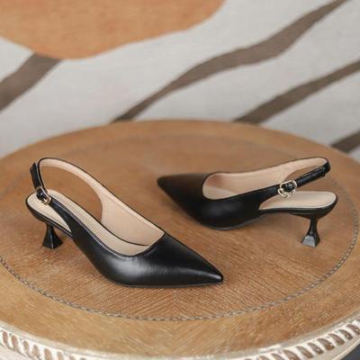 "Fuxing женские бежевые босоножки на шпильке с острым носком и ремешком на щиколотке"