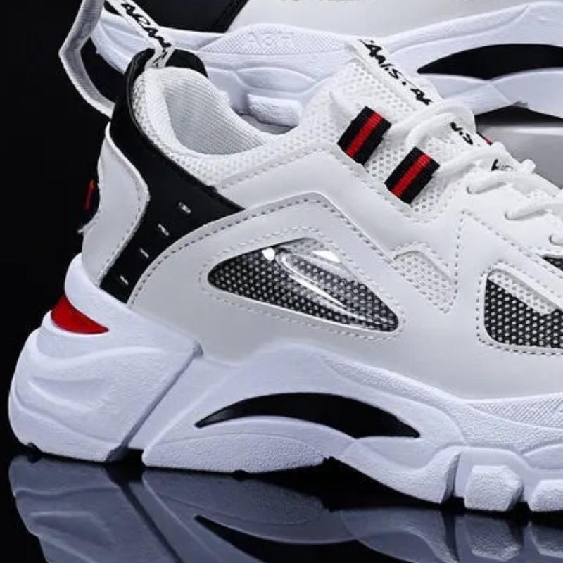 Мужская повседневная спортивная обувь 2025 Новые мужские кроссовки для бега на платформе с дышащим верхом, модная кожаная строчка, мужская обувь телесного цвета, массивная обувь