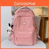 Simple Large Capacity Backpack With Solid Color And Letter Design For Daily