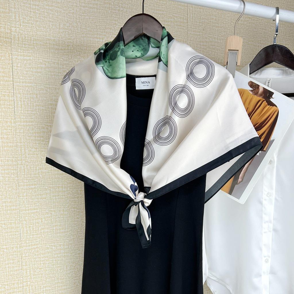 Silk Satin 90 Square Scarf Spring And Autumn Versatile Sunscreen Scarf 100 Mulberry Silk Silk Scarf Chinese Style Ladies