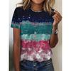 Casual Loose Round Neck T-Shirt Fashion Printed Color Pattern Short Sleeve Top Street Harajuku Design Women's T Shirt