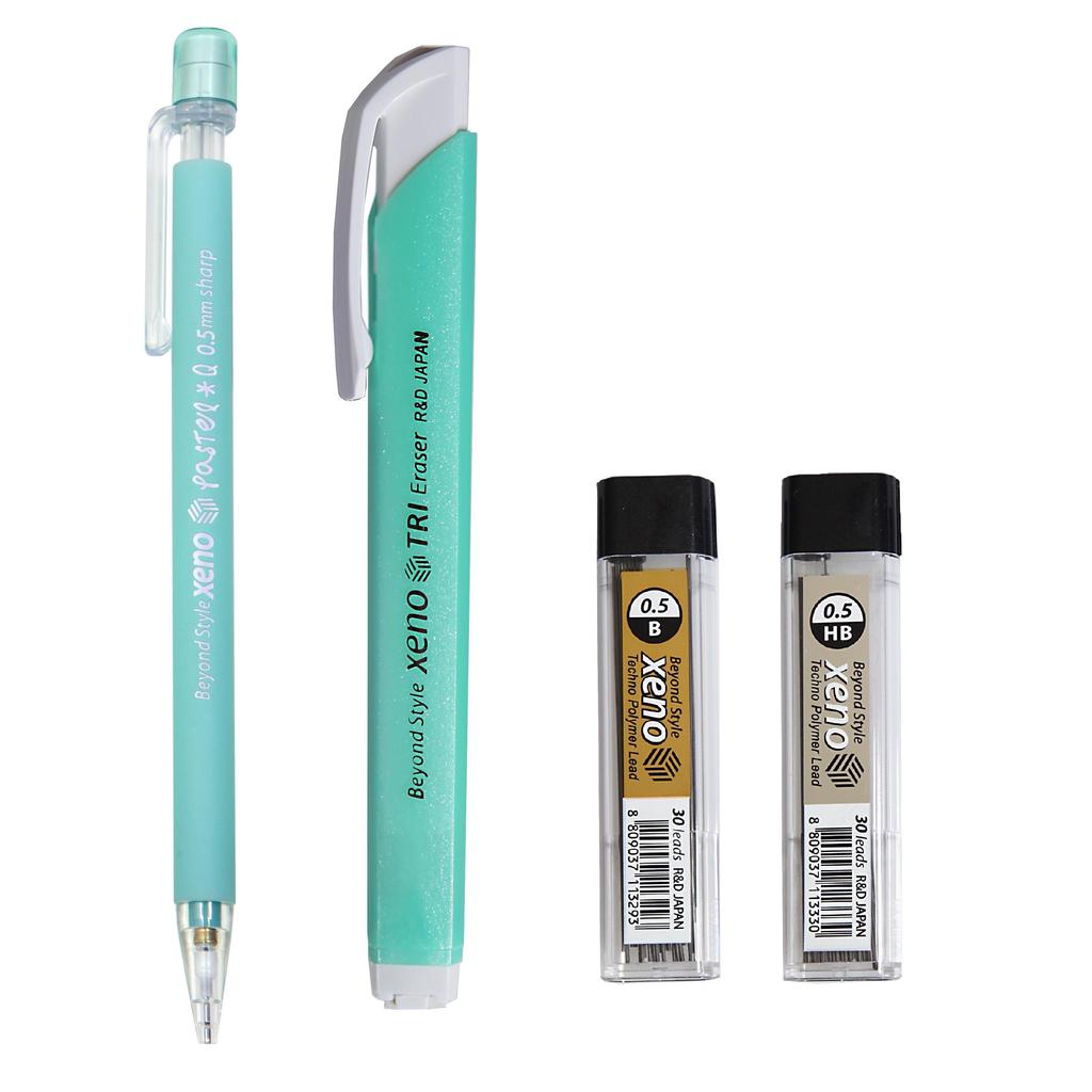 Механический карандаш Xeno Pastel Q с ластиком и запасными грифелями 0,5 мм с HB, B