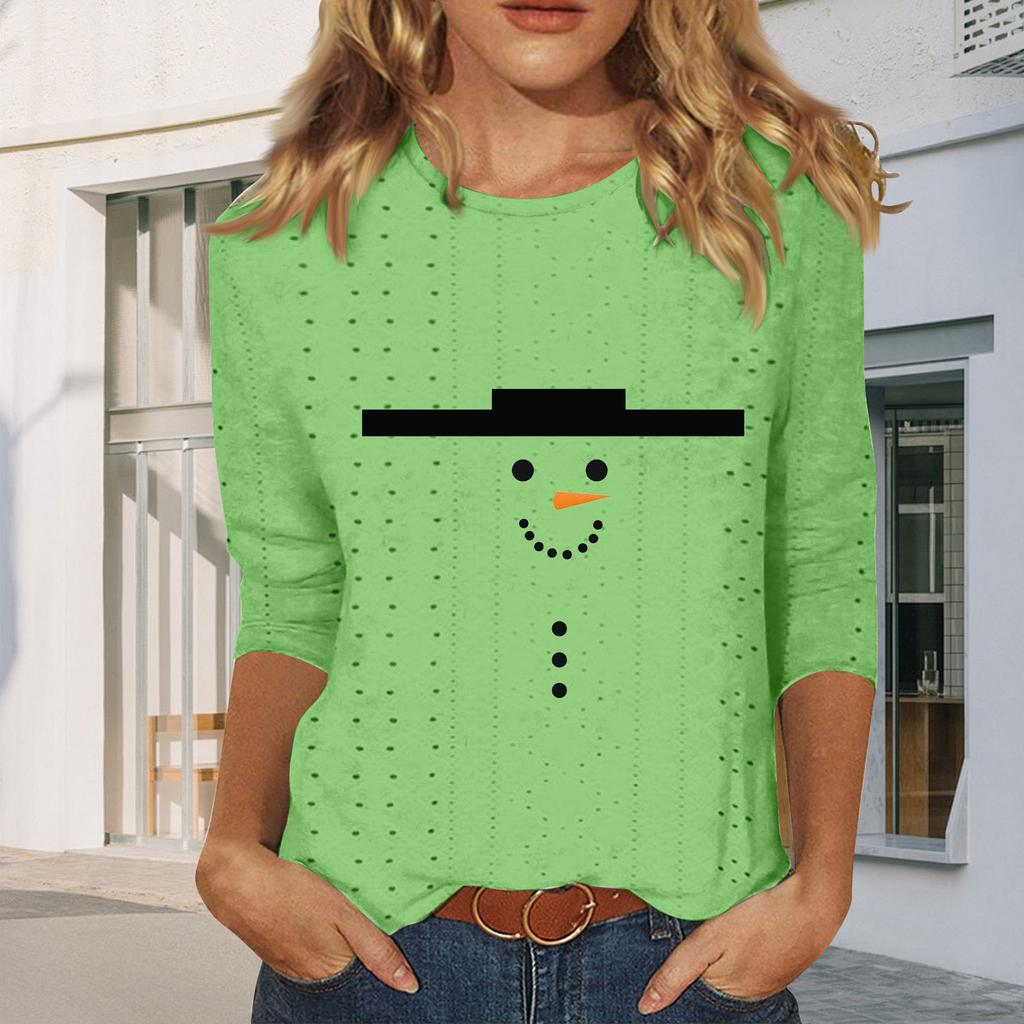 Рубашки с рукавом 3/4 для женщин, милые футболки с графическим принтом, блузки, повседневные базовые топы больших размеров, пуловеры