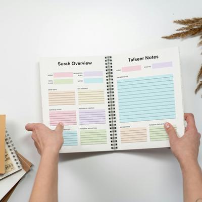 Блокнот-планировщик для изучения Корана на двойной спирали, ежедневник 21x14 см, блокнот для изучения Корана, журнал для отслеживания чтения Корана