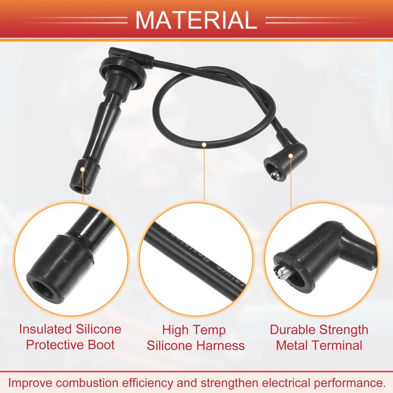 UXCELL 4pcs Car Spark Plug Coil Wires Ignition Coil Harness Cable 7mm Fit for Honda CR-V 1997-2001 L4 2.0L