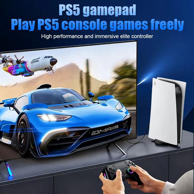 Беспроводной игровой контроллер Saitake Джойстик с RGB-подсветкой и вибромотором Совместимый микрофон для PS5