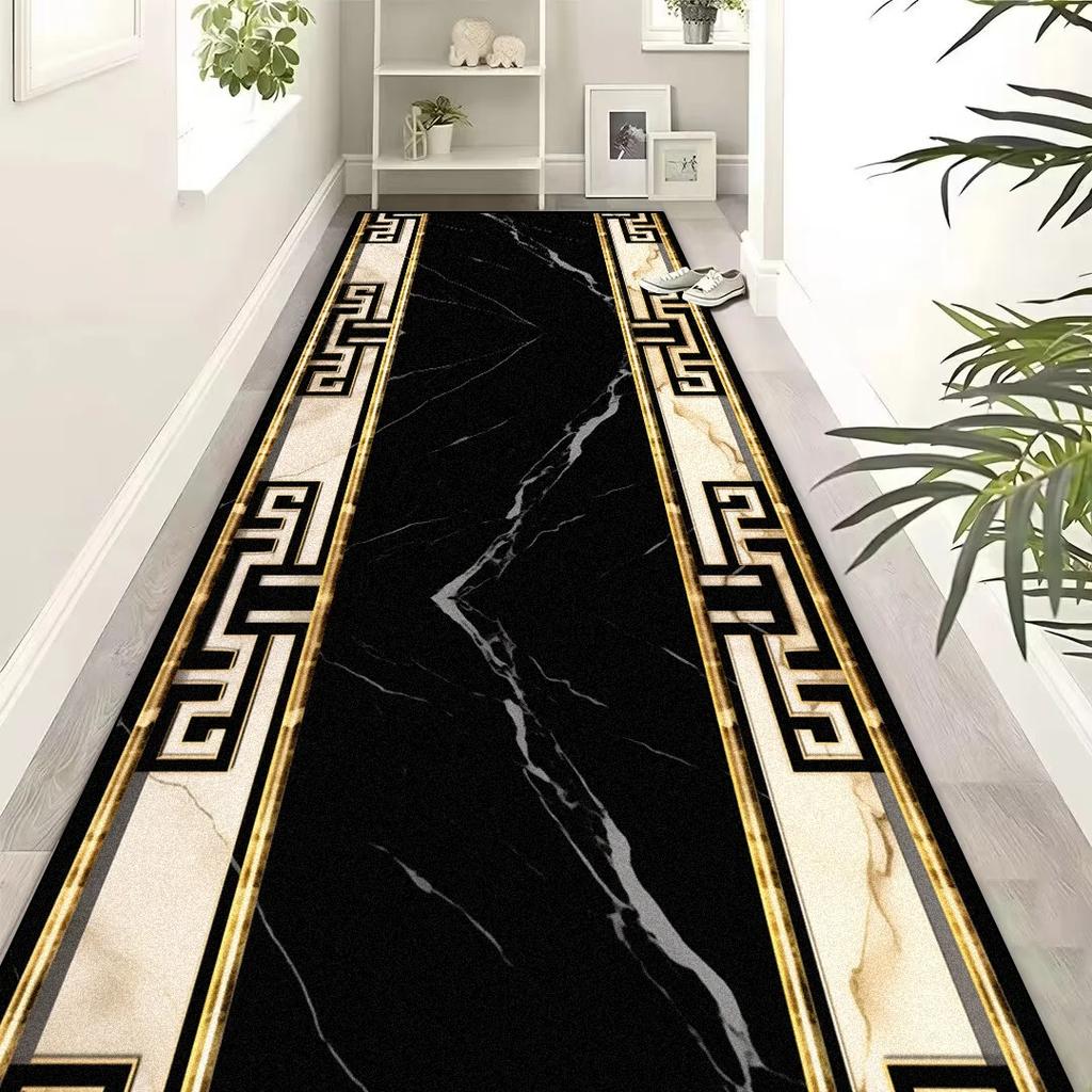 Light Luxury Non-Slip Long Crystal Pile Rug Corridor Aisle Comfortable Soft Wear-Resistant Durable Washable Floor
