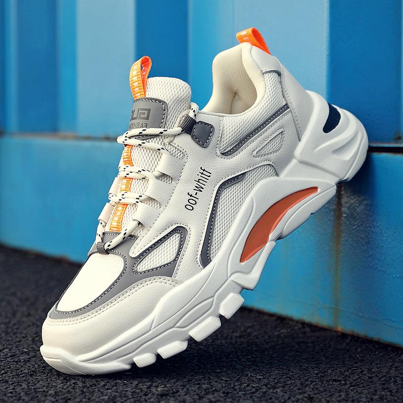 Мужская обувь 2025 года 2025 новая летняя приливная марка нишевая беговая спортивная повседневная сетчатая дышащая на толстой подошве папины приливные туфли