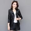 Осенне-зимняя кожаная куртка, женская короткая куртка, тонкая кожаная куртка, пальто большого размера, верх