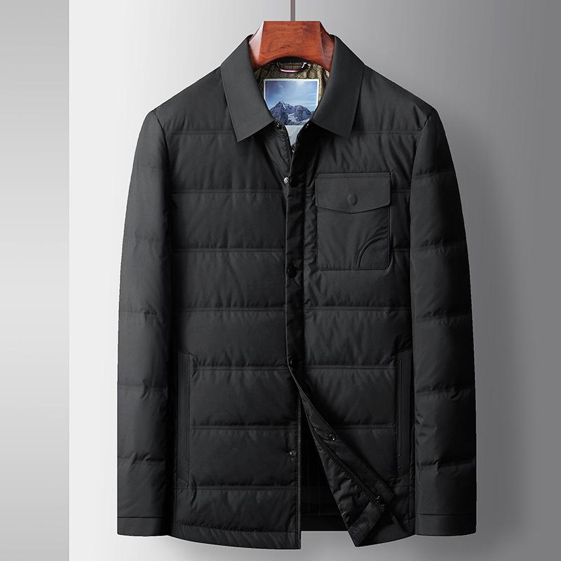 Осенне-зимняя куртка из белого гусиного пуха для людей среднего возраста и молодежи, терморубашка, повседневная легкая мужская куртка-пуховик