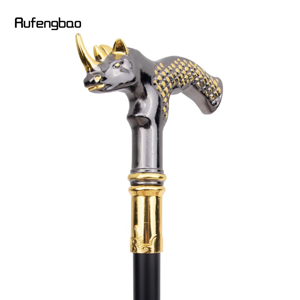 Золотисто-черная голова носорога, модная трость, декоративная трость, косплей, винтажная вечеринка, модная трость, посох 91 см