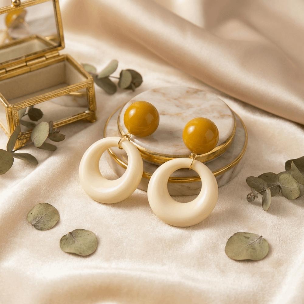 Colorful Round Drop Earrings Candy Color Contrast Color Eardrop Party