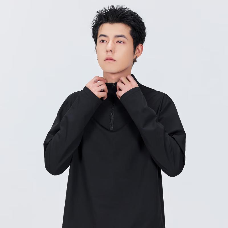 MINISO Men's Quick-Dry Half-Zip Long Sleeve Fitness T-Shirt