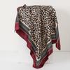 Leopard Print 90cm Square Silk Scarf Woman Satin Headband Muslim Hijabs Shawls Smooth Soft Hair Scarf Islimic Turban Bandana