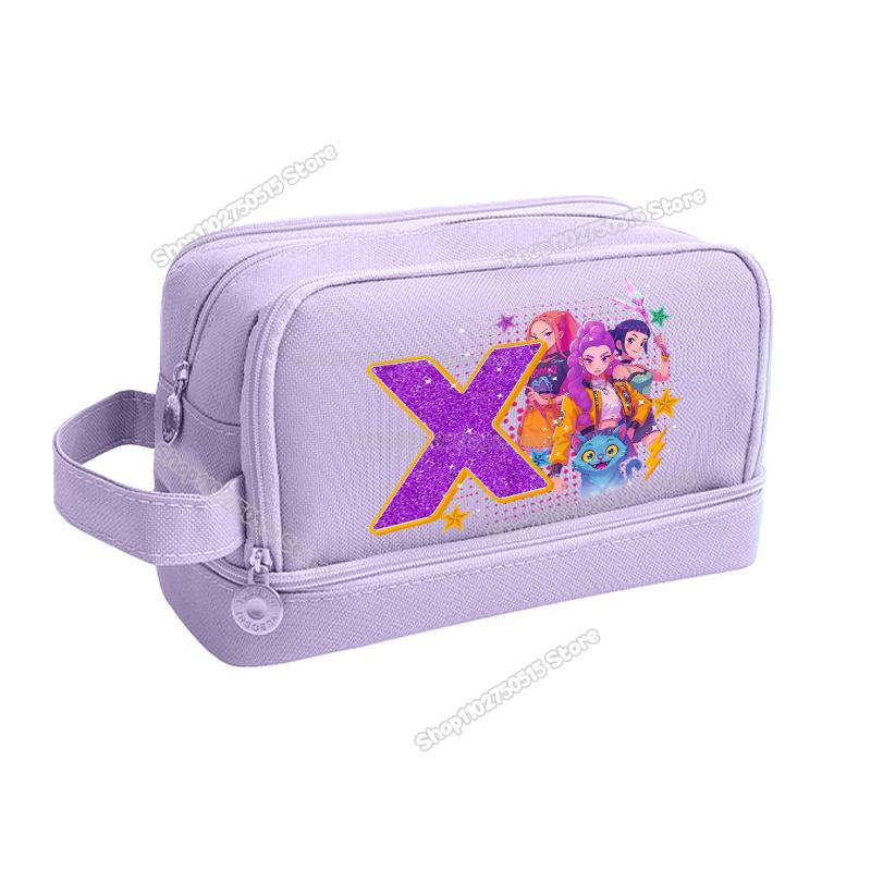 Kpop Demon Hunters Letter A-Z Pencil Bag Rumi Mira Zoey Girl Student Pencil Case High-capacity Stationery Pouch School Supplies