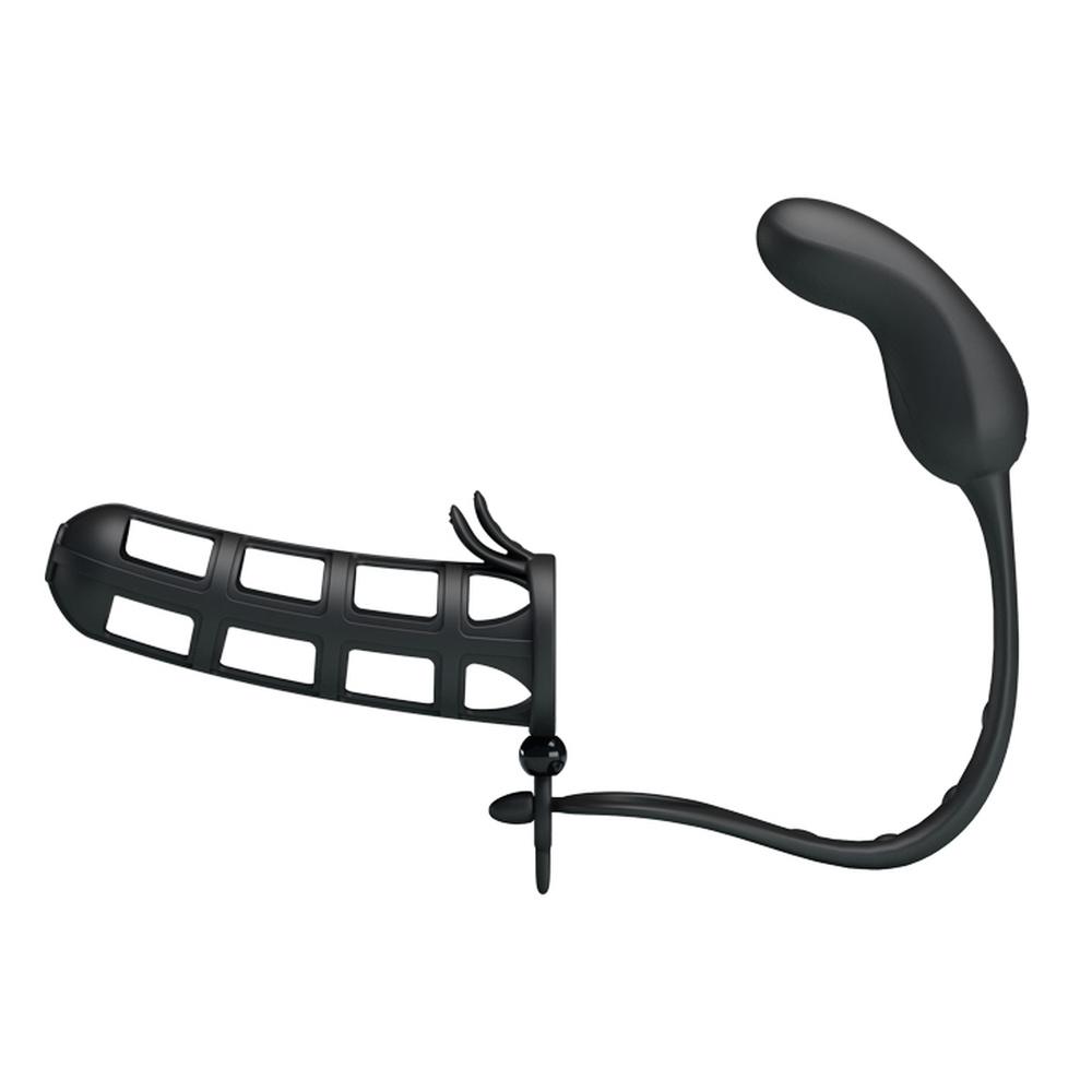 Эластичный силиконовый рукав для члена, 7 режимов вибрации, перезаряжаемая анальная пробка, эротические игрушки для мужчин