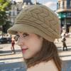 Retro women's winter warm knitted cap, cold weather running, camping, walking fashionable skiing cap with sun hat