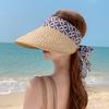 8551 Соломенная шляпа детская летняя с большими полями, пляжная, солнцезащитная шляпа от солнца, модная шляпа с бантом и лентой, шляпа с открытым верхом