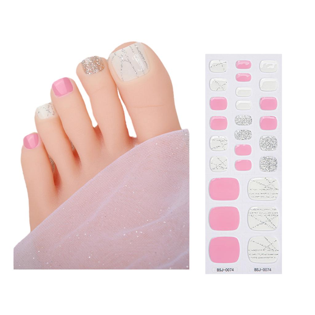 Sparkles Toenail Polish Strips Semi Cured Gel Toenail Strips Toenail Stickers Full Nail Wraps Pedicure Gel Nail Stickers