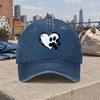 Heart Cat Paw Print Retro Washed Baseball Cap Unisex Casual Street Style Duckbill Hat Fashion Accessory