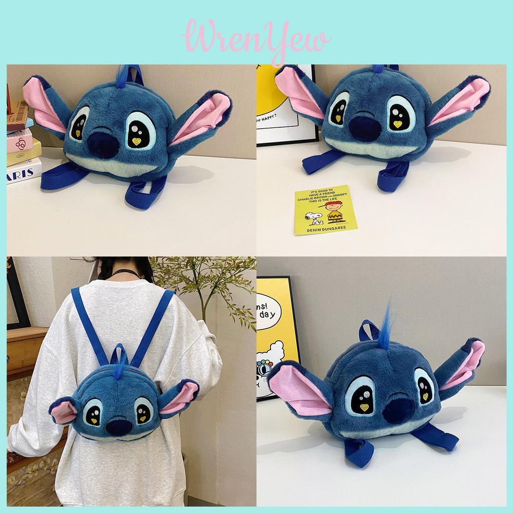 Disney Stitch Plush Cartoon Backpack For Daily Use And School Commuting