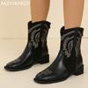 Массивные женские ботильоны зимняя мода средний каблук прогулочные кожаные туфли женские 2024 тренд туфли-лодочки платье элегантные женские туфли сапатиллы