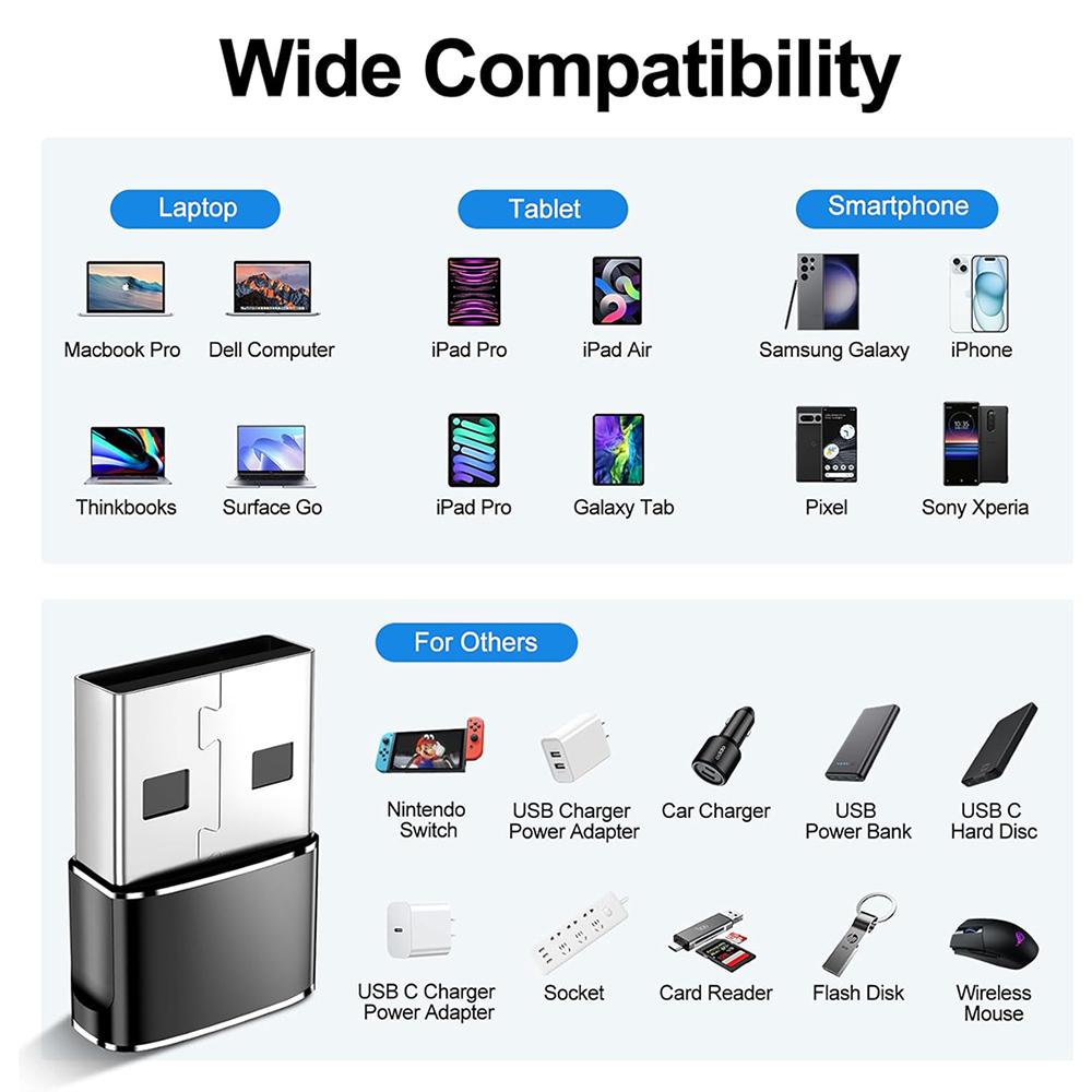 USB 2.0 to USB C Adapter 4 Pack Type C Female to USB A Male OTG Converter for MacBook Pro iPhone Laptop iPad Samsung USB Adapter 3