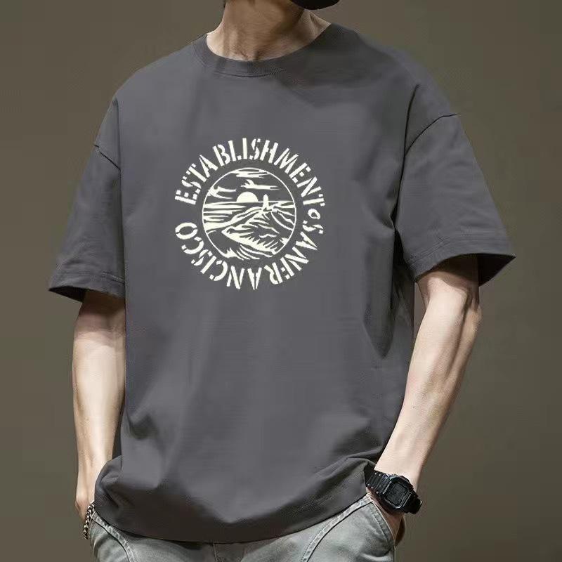 Футболки с буквенным принтом, короткие рукава, студенческие, повседневные, модные, мужские футболки, новинка лета, с круглым вырезом